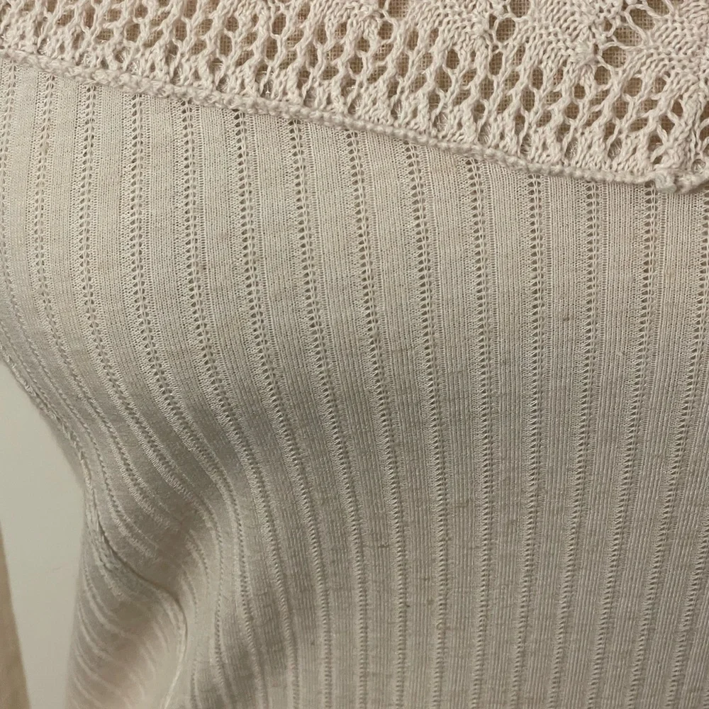 Free People REVOLVE Colette Scallop Neck Knit Trim Neutral Top